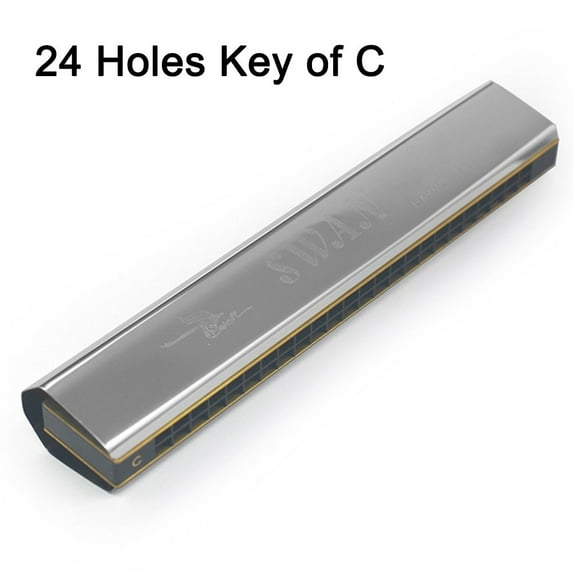 Professional Stainless 24 Holes Metal Harmonica Universal Key of C Mouth Organ