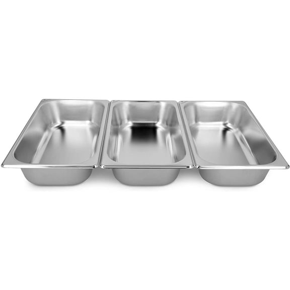 NSF Certified Stainless Steel Hotel Pans, Durable Steam Table Pan for Restaurant Catering, Space-saving Anti-jam Stacking, 3PCS