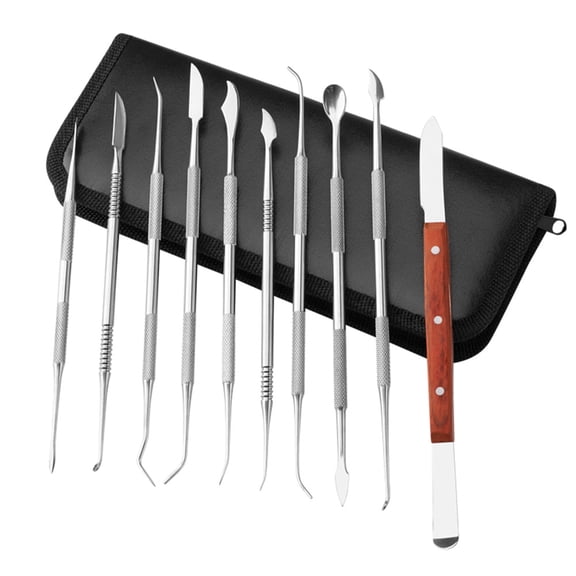 Professional Stainless Steel Dental Wax Carvers Set with Storage Case - Premium Double Ended Dental Lab Carving Tools & Scraping Kit (10 Pieces / 7.87 x 3.94 x 0.39 inches)