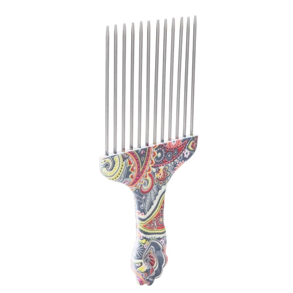 Professional Stainless Steel Detangling Afro Hair Pick Comb with Durable Metal Teeth and Non Slip Handle for Curly Coiled Thick Hair Styling and Lift Salon Styling Tool