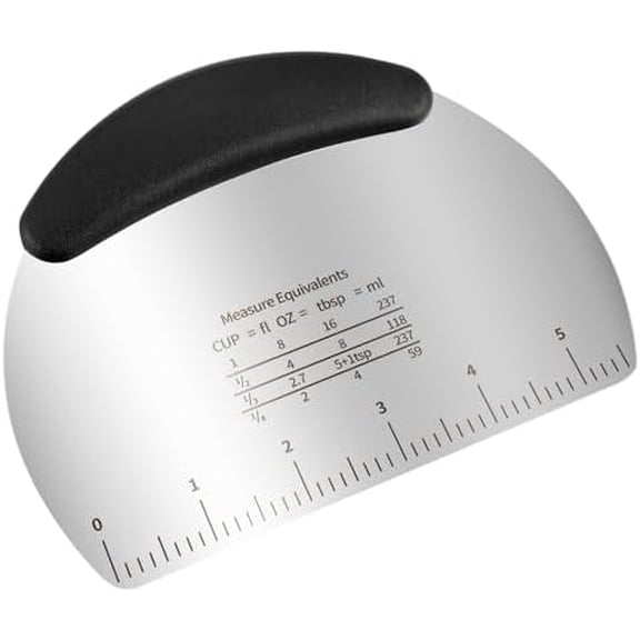 Professional Stainless Steel Dough Cutter and Scraper Combo - 2-in-1 Baking Tool for Bread, Pizza & Pastry | Multi-Use Bench Scraper with Kitchen Utensils Grip (Heavy Duty Dough Tool)$$