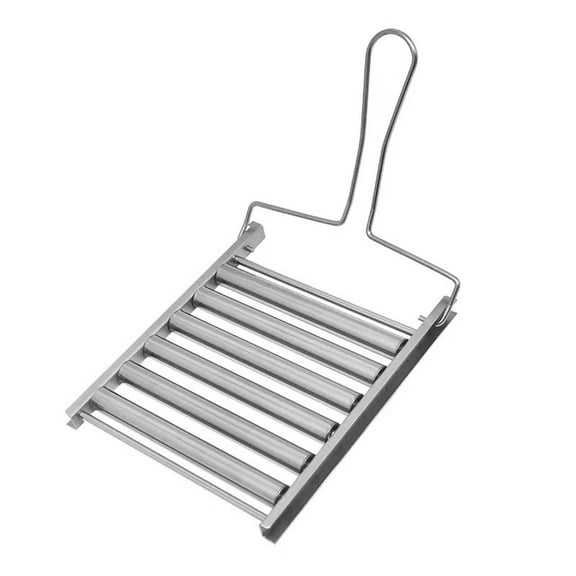 Professional Stainless Steel Hot Dog Roller Grill Rack Barbecue Sausage Cooker With Hardwood Handle