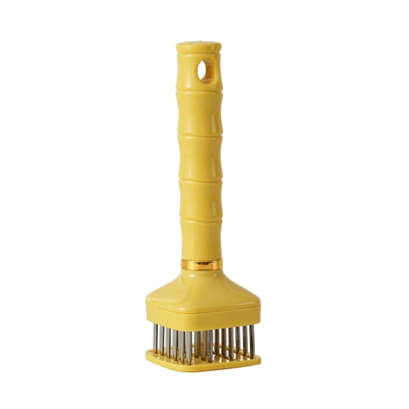 Professional Stainless Steel Meat Tenderizer Needle with 20 Fine Needles for Steak Pork Chops Chicken and Fish Fast Marinade Infusion Kitchen Cooking Tool, Yellow