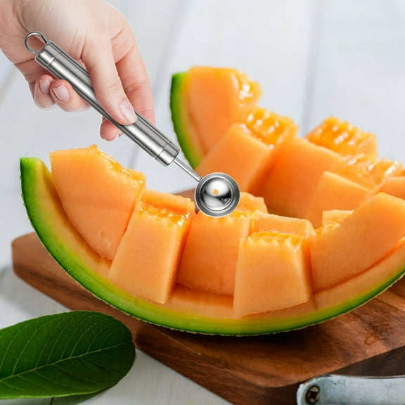 Professional Stainless Steel Melon Baller & Fruit Carving Tool - Double-Sided Scoop for Perfect Fruit Balls, Vegetable Shaping, Party Platters, Salads, Klds Snacks, and Creative Food Garnishing