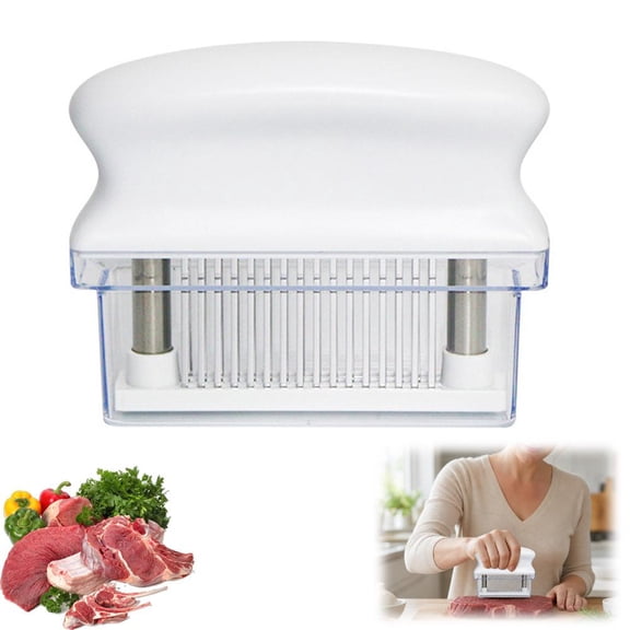 Professional Stainless Steel Needle Meat Tenderizer with Safety Guard, Meat Puncturing Tool for Steak Pork Chop Beef Lamb, Dishwasher Safe, Easy to Store for Kitchen BBQ Grilling