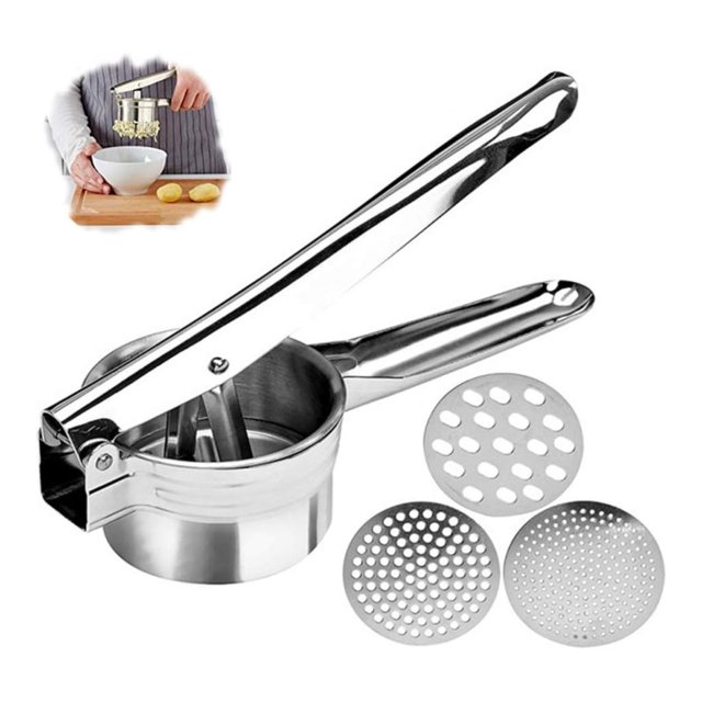 Professional Stainless Steel Potato Ricer, Potato Masher with 3 Ricing