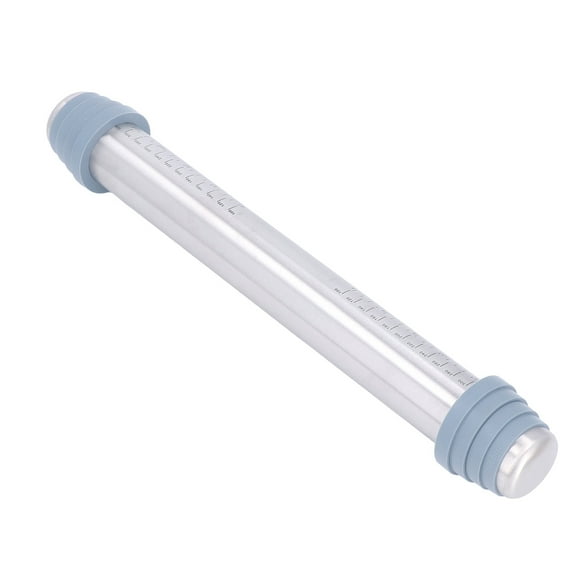 Professional Stainless Steel Rolling Pin 16.5 inches / 42 cm Non Stick Dough Roller with 4 Adjustable Silicone Guide Rings