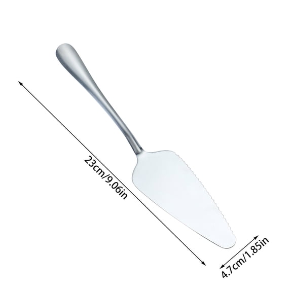 Professional Stainless Steel Spatula with Serrated Blade Edge for Cake and Pie Slicing High Polish Kitchen Server Tool for Families and Bakeries 9 X 2 Inch Design (Pack of 1)