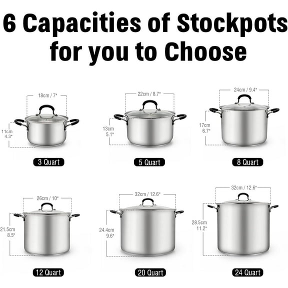 Professional Stainless Steel Stockpot with Lid - 12 Quart, Silver