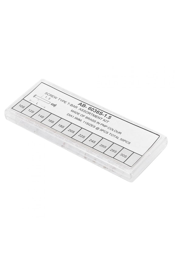 Professional Stainless Steel Watch Spring Bar Repairing Pins and Screw Type Watch Head Set (11 Sizes, 55 Pieces) - 0.06 inches / 1.5 mm