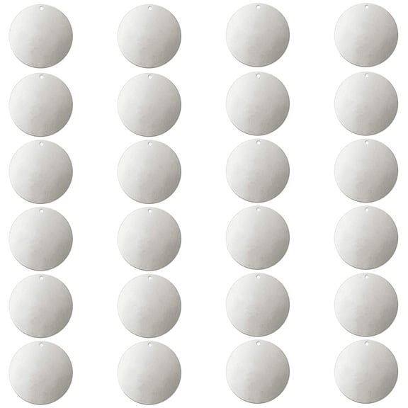 Professional Stamping Blanks, 24 Piece 1" Circle Alkeme Discs with Holes, Thick Polished Metal for Clean Impressions, Jewelry Making, White