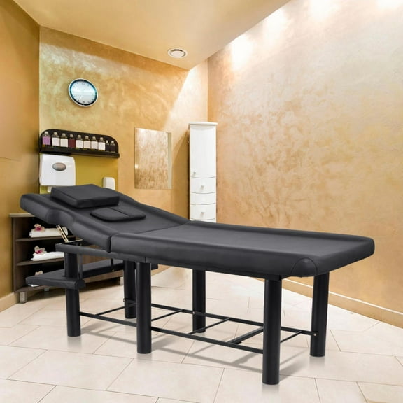 Professional Stationary Massage Table, Heavy Duty Professional Stationary Massage Bed, Metal Frame Esthetician Table, for Physical Therapy Table (Black)