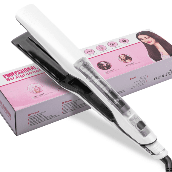 Professional Steam Hair Straightener Iron, Nano Titanium Ceramic Flat Iron With Steam Function, Dual Voltage 100-240V For Salon Smooth Hair, Anti-Scald Design
