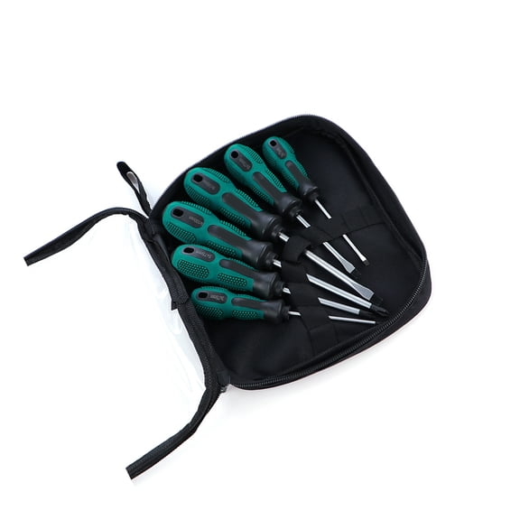 Professional Steel Screwdriver Flat & Slotted Bit, Heavy-Duty Anti-Fatigue Handle for Repairs