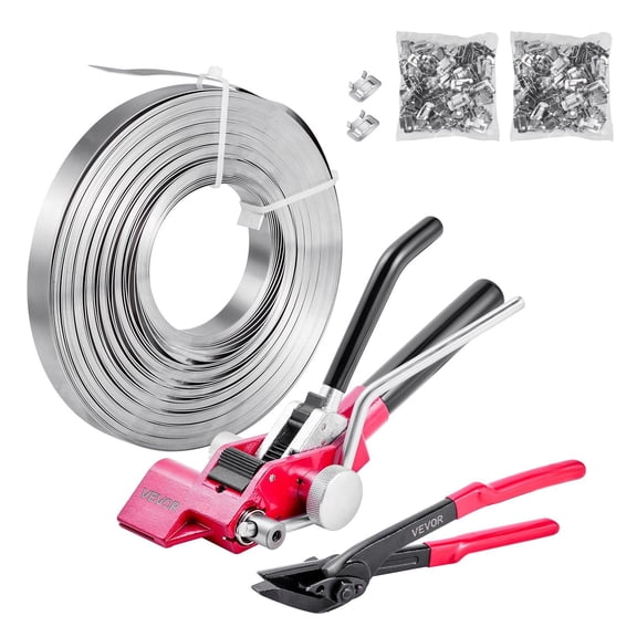 Professional Steel Strapping Kit with Hand Tool, 200 ft Strapping & 200 Seals for Secure Palletizing, Shipping, and Industrial Bundle Tying