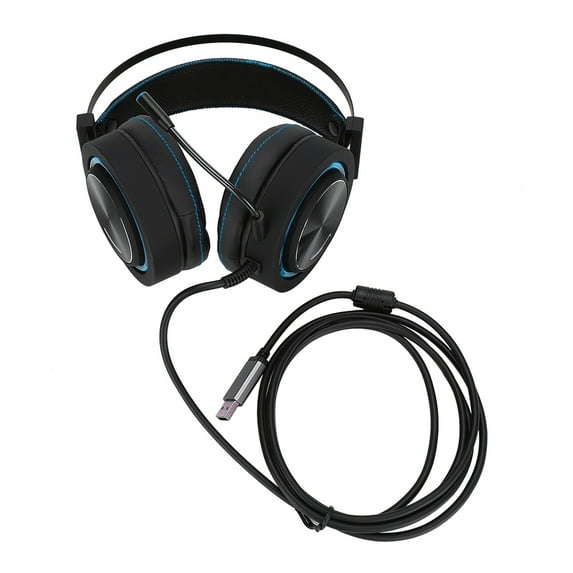 Professional Stereo Colorful Lighting Gaming Headset Computer Game Wired Headphone(black&blue)