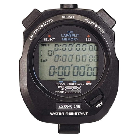 Professional Stopwatch 100 Lap Memory - Black - Accurate Timing for Sports & Training - Water Resistant - Large Display