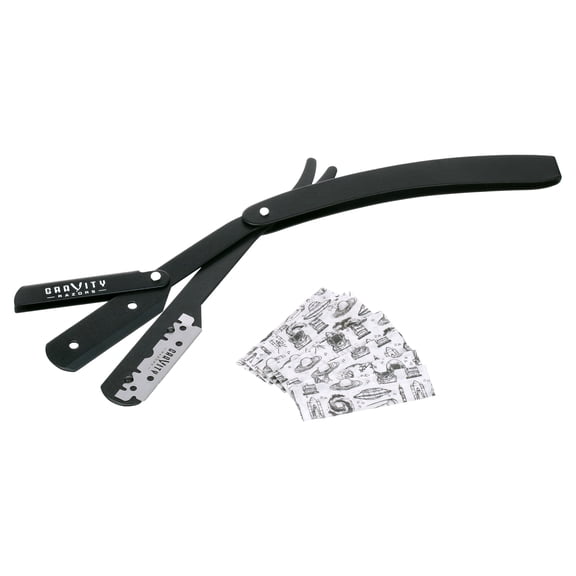 Professional Straight Razor - Minimal Exposure Straight Razor Kit with 10 Derby Premium Blades, .5mm Exposed (Nightcrawler)