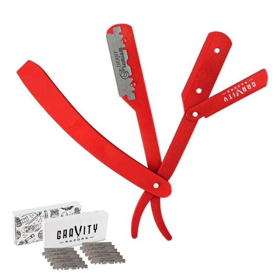 Professional Straight Razor - Minimal Exposure Straight Razor Kit with 10 Derby Premium Blades, .5mm Exposed (Old Testament)