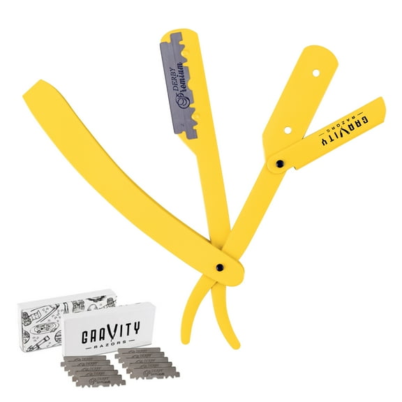 Professional Straight Razor - Minimal Exposure Straight Razor Kit with 10 Derby Premium Blades, .5mm Exposed ("The OG")