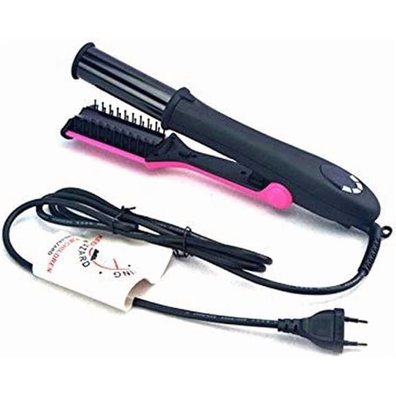 Professional Straightener and Curling Irons 2 in 1, 360 Cooling Air Hair Curler, Tourmaline Coating, Comfort, hair styling tools,Black/Pink