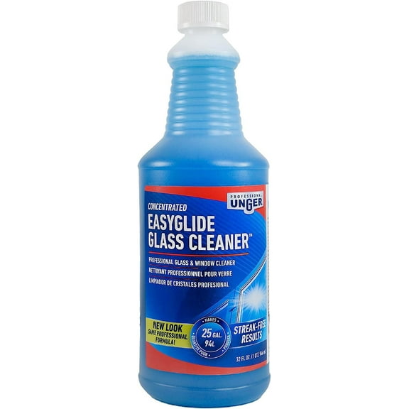 Professional Streak-Free EasyGlide Glass Cleaner Concentrate, 32 oz Ammonia-Free, Makes 25 Gallons of Solution , Safe for Tinted Windows, LOW-E Glass, Windshields & Mirrors