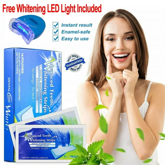 Professional Strength Enamel Safe LED Advanced Teeth Whitening Strips 56 Count