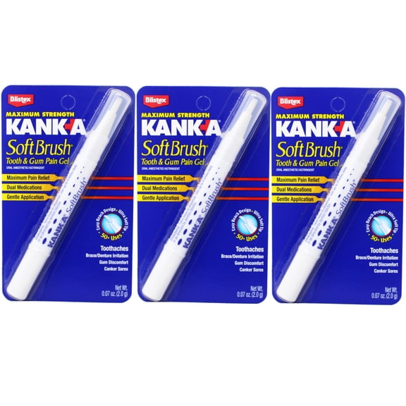 Kank-A Maximum Strength Soft Brush Tooth/Mouth Pain Gel 0.07 oz - 3 Pack