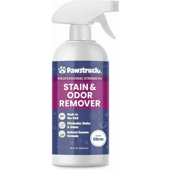 Professional Strength Pet Stain & Odor Remover - Natural Enzyme Cleaning Solution for Dogs & Cats - Safe and Effective Smell Eliminator - 32 oz - Packaging May Vary