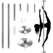 Professional Stripper Pole Spinning Static Dance Pole,45mm in Diameter Removable Portable Dancing Poles for Exercise Home Club,Height Adjustable at The Bottom. Silver