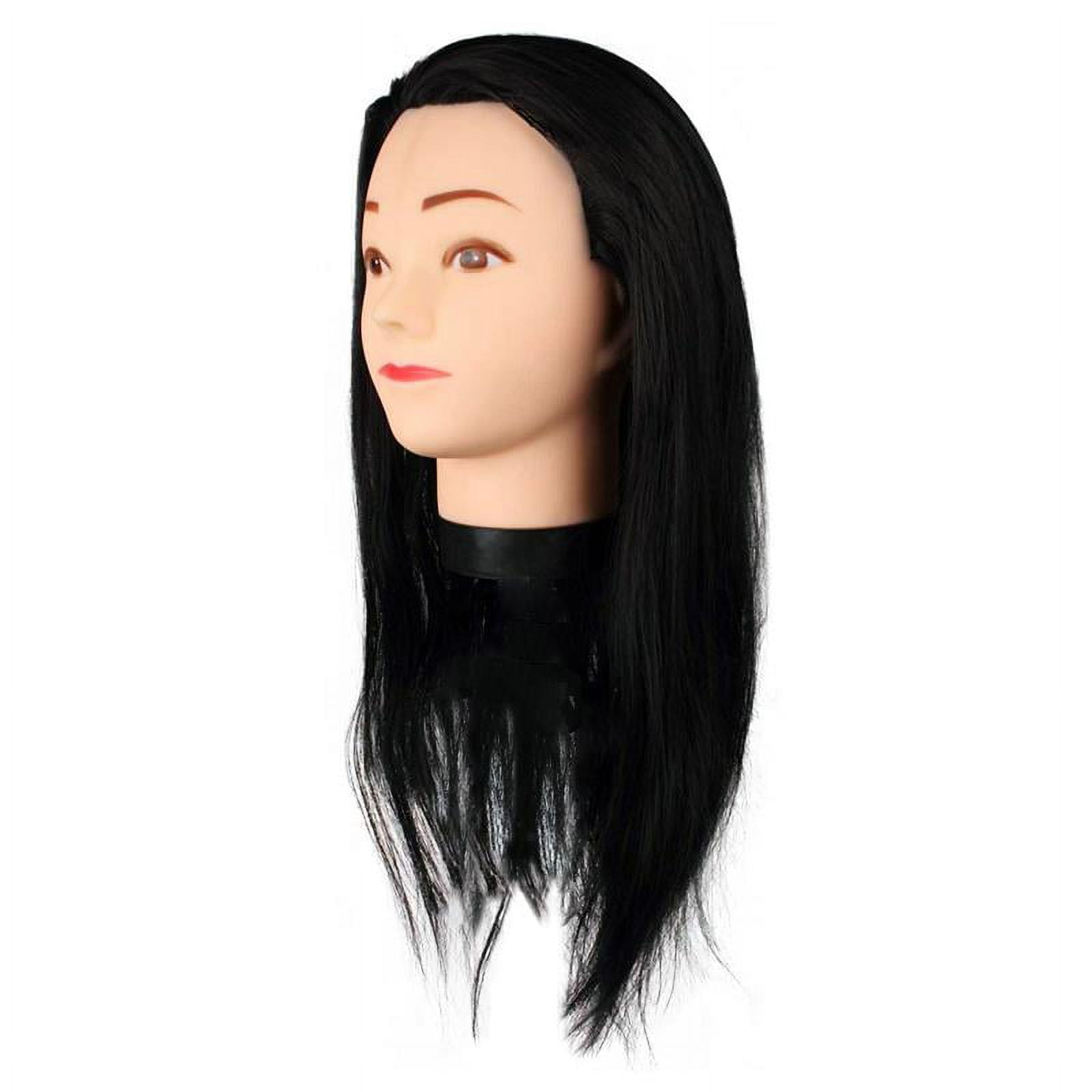 Professional Styling Manikin Head 19" Female Cosmetology Hair Cutting Mannequin Black With Clamp