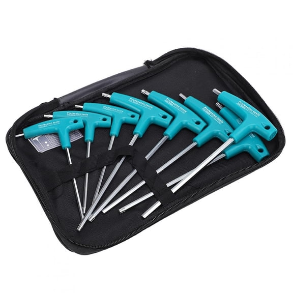Professional T-Handle Hex Wrench Set with Pentalobe Non-Slip Grips, Durable Hand Repair Hardware Tool Kit, 8-Piece Metric Hex Wrench Set (4 inches to 6 inches / 10.16 cm to 15.24 cm)