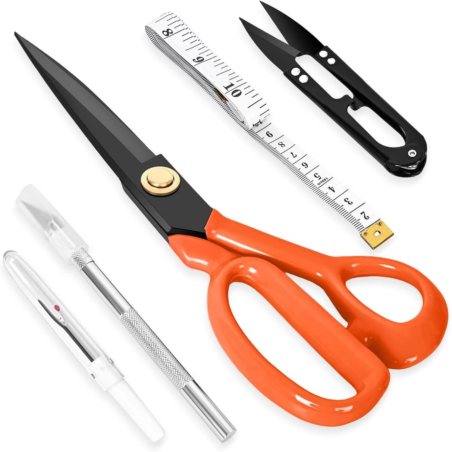 Professional Tailor  Heavy Duty - Multi-Purpose Sewing Fabric  for Leather  Industrial  Shears  Office Arts, and Crafts (9 Inch) Orange