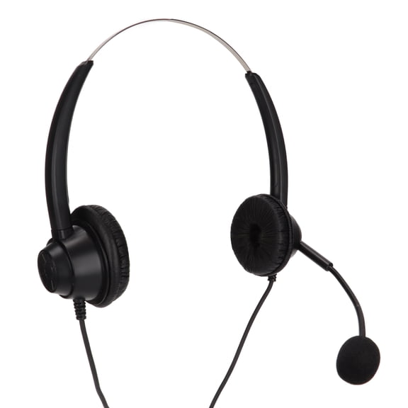 Professional Telephone Headset 2.5mm Plug Binaural Call Center Headphone with Mic for VOIP Home Office (7.48 in / 19 cm)