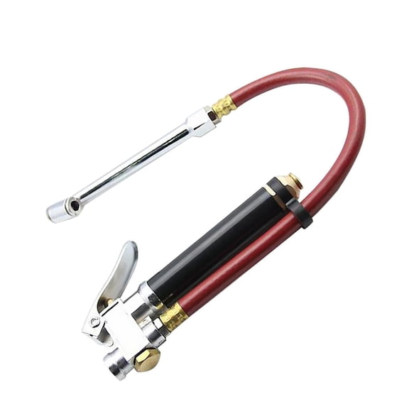 Professional Tire Pressure Inflator Gauge, 220 PSI Heavy Duty Air Chuck with 6" Chrome Plated Steel Hose