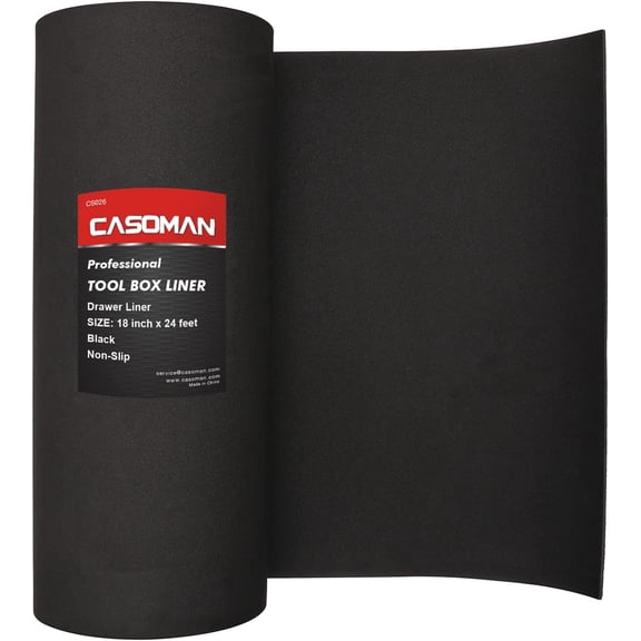Professional Tool Box Liner, Drawer Liner, Shelf Liner, 18 inch(Wide) x 24 feet (Long), Non-Slip, Black
