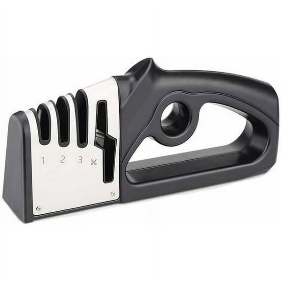 Professional Tool for Stainless Steel & Ceramic Blades, Non-Slip Base 4-in-1 Kitchen Knife & Scissor Sharpener