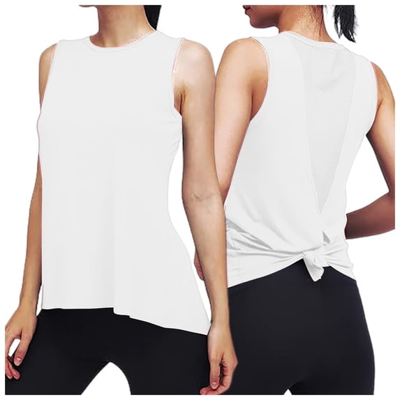 Professional Tops for Women Casual Loose Camisole Sleeveless Shirts Slim Fitted Racerback Shirts Running Sportswear White, Size M