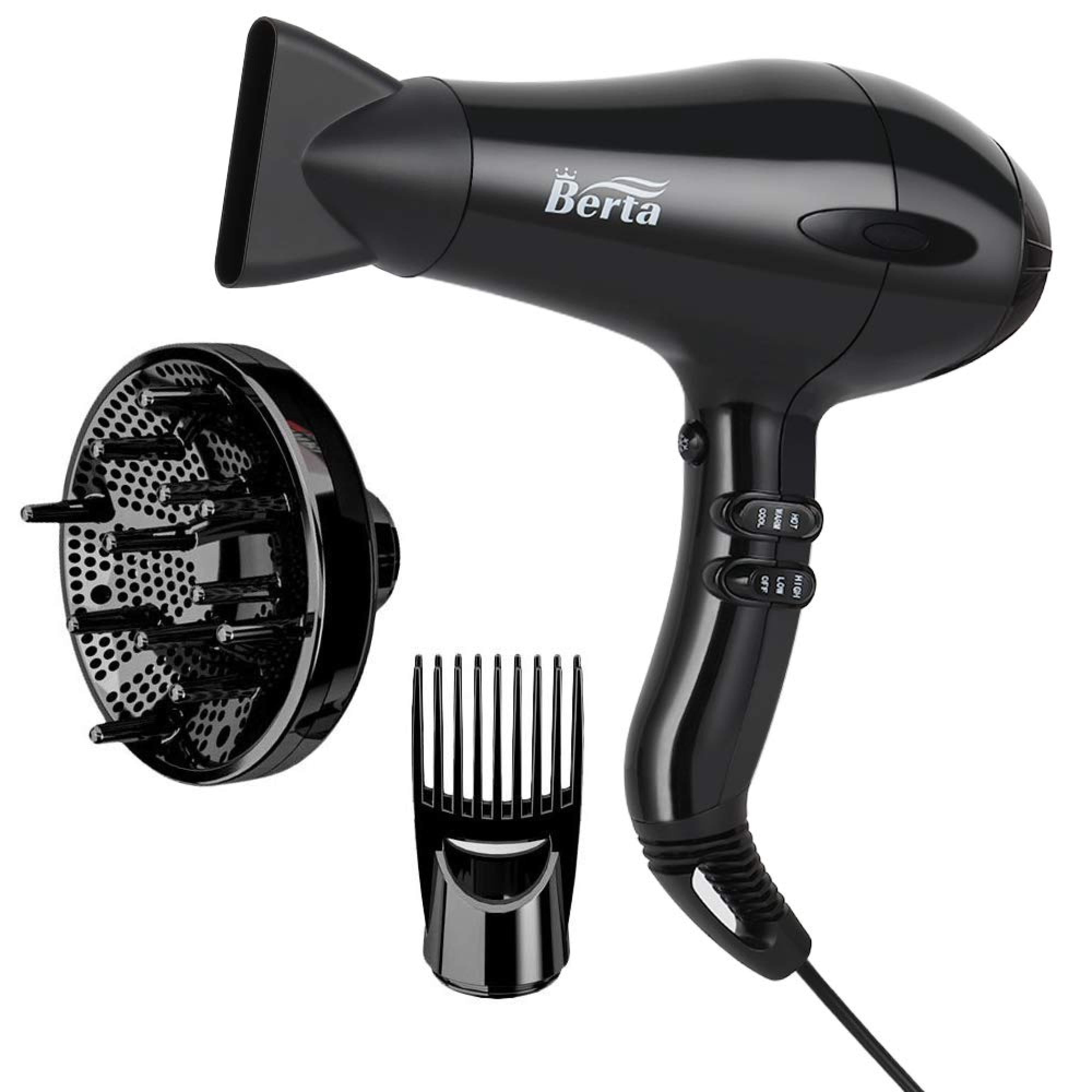 Professional Tourmaline 1875W Negative Ionic Blow Hair Dryer Concentrator-Black