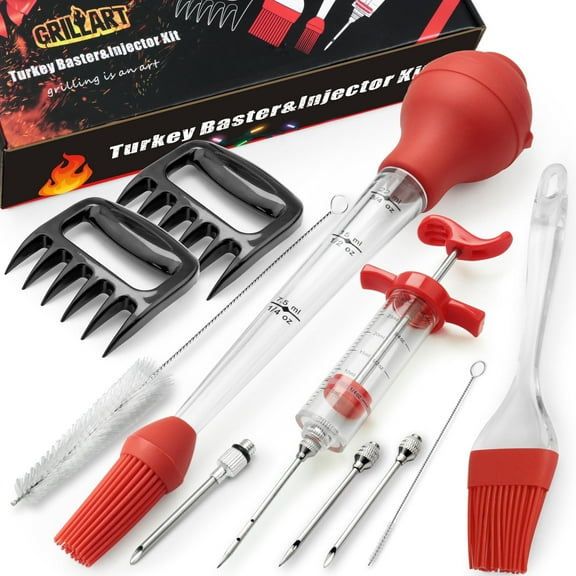 Professional Turkey Baster Meat Injector Syringe Kit, Baster for Cooking Thanksgiving & Christmas Turkey, Injector Marinades for Meats