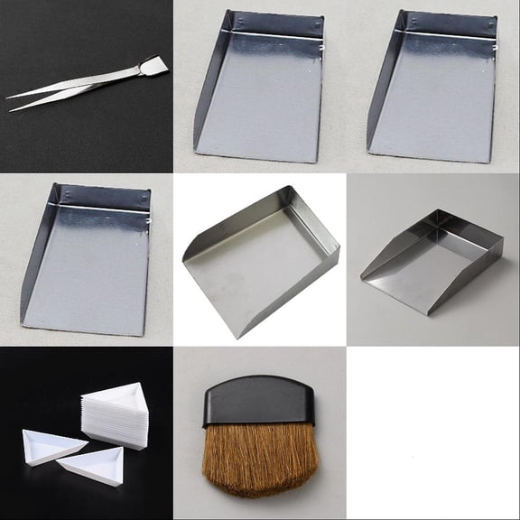 Professional Tweezers with Scoops Shovels Plastic Display Trays Plastic Powder Blusher Brush Stainless Steel Color
