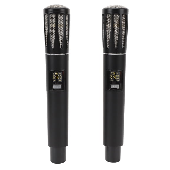 Professional UHF Dual Handheld Wireless Microphone System with Portable Receiver for Singing, Speech, Karaoke, Party and Stage Performances, Up to 328 Feet / 100 m Wireless Operating Range (Black)