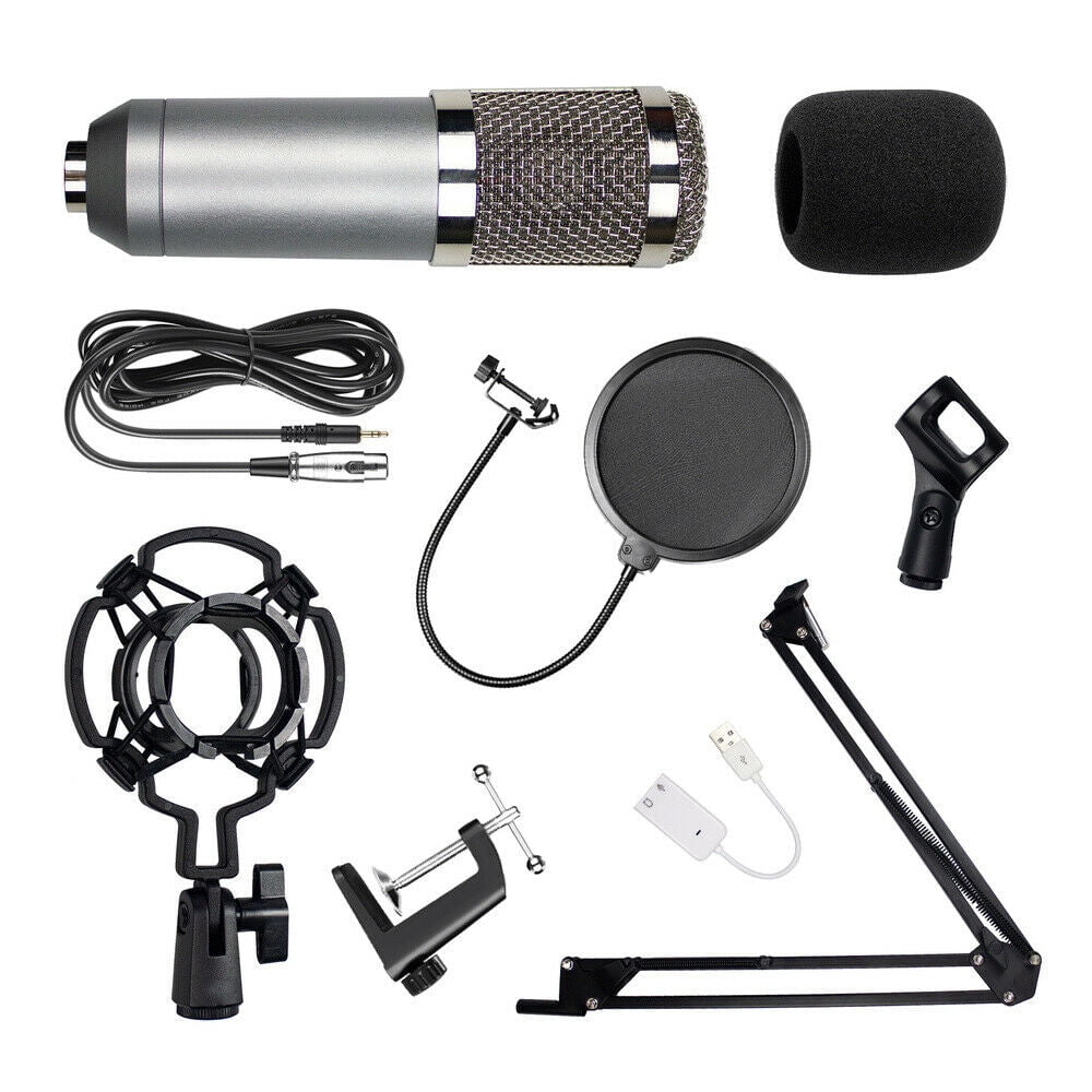 Professional USB Condenser Microphone Set with Sound Card and Blowout