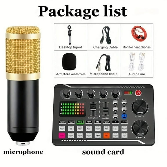 Professional USB Podcast Microphone Bundle With Audio Mixer, Sound Card, Condenser Mic & Accessories For Live Streaming, Recording, Voice Over, Gaming On PC, Mac, Smartphone