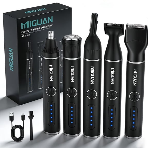 Professional USB Rechargeable Grooming Kit - Multi-functional Trimmer for Nose, Ear, Beard, and Eyebrow Hair - Portable Design for Men's Personal Care and Holiday Gifts