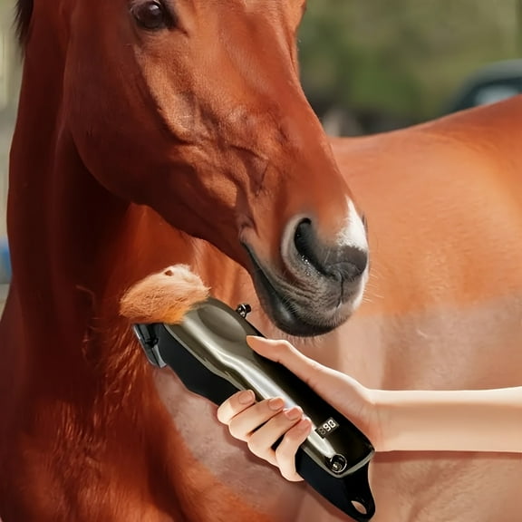 Professional USB Rechargeable Pet Clipper, Low-Noise Safe Animal Trimmer with LCD Battery Display for Horses, Dogs, Cats Home Grooming