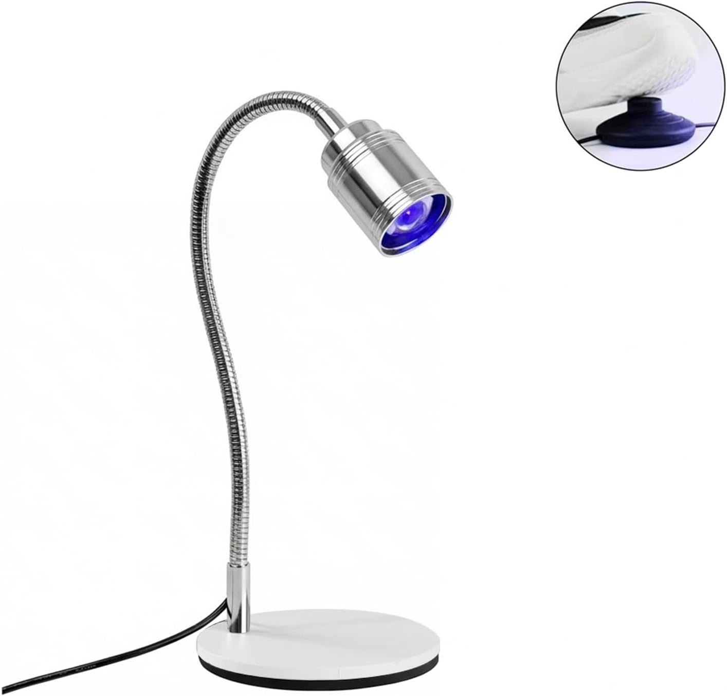 Professional UV LED Nail Lamp with Foot Pedal Switch – Hands-Free 360° Gooseneck Flash Cure Light for Nail Extensions & 3D Nail Art, Heavy Duty USB Powered Base(RL Silver 1 PC)