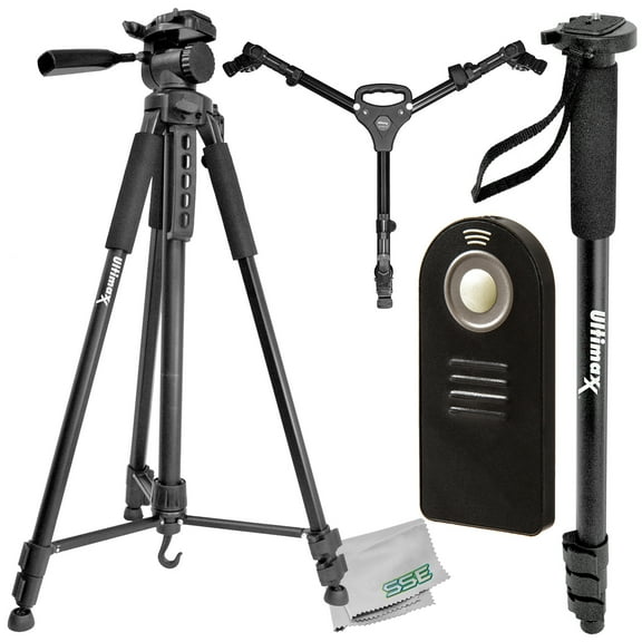 Professional Ultimaxx Tripod Bundle Includes: Lightweight 75 Tripod, Heavy Duty Portable Tripod Dolly & Much More
