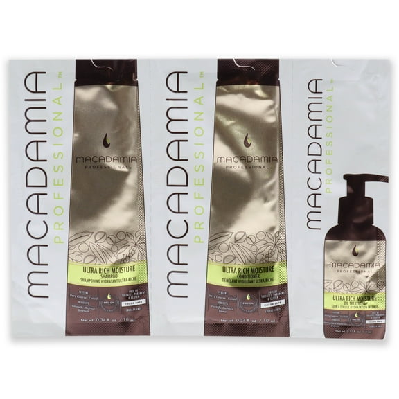 Macadamia Oil Professional Ultra Rich Moisture Set , 3 Pc Kit 0.34oz Shampoo, 0.34oz Conditioner, 0.17oz Oil Treatment