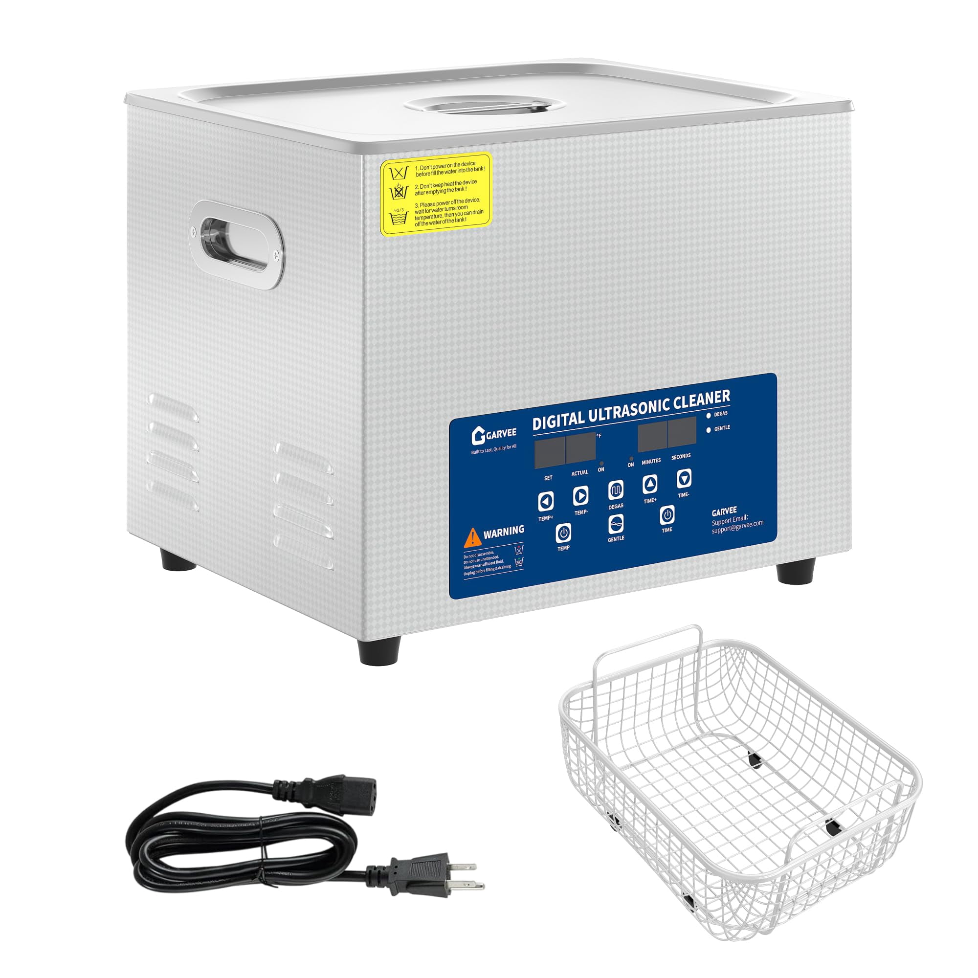Professional Ultrasonic Cleaner 15L – 40kHz Digital Heated Machine with Stainless Steel Tank, Timer & Basket for Jewelry, Dental, Industrial Parts Cleaning